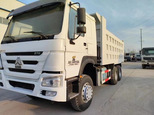 6×4 Front Lifting Style Dump Truck 351-450HP Secondhand Sinotruck HOWO 10 roues Blanc