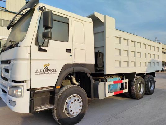 6×4 Front Lifting Style Dump Truck 351-450HP Secondhand Sinotruck HOWO 10 roues Blanc